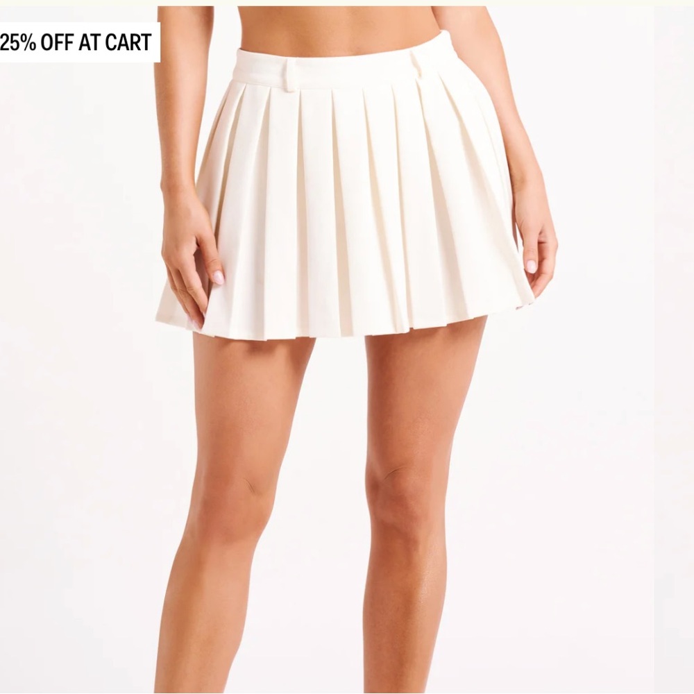 Meshki Mura Cream Mini Pleated Skirt